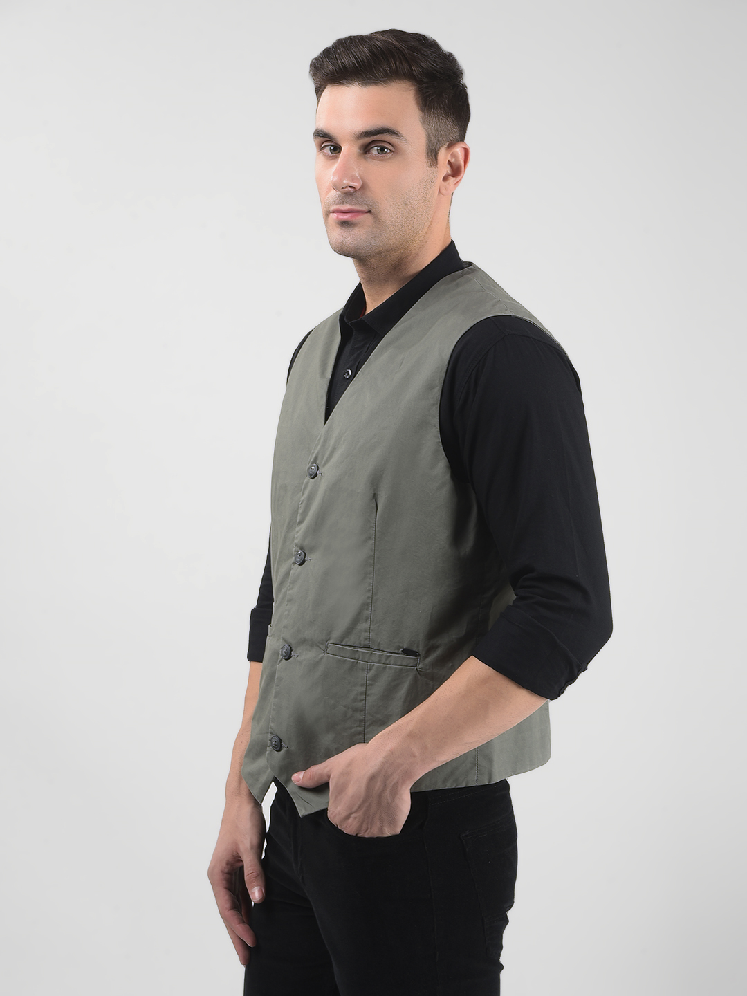 Numero Uno Men Solid Grey Waistcoat